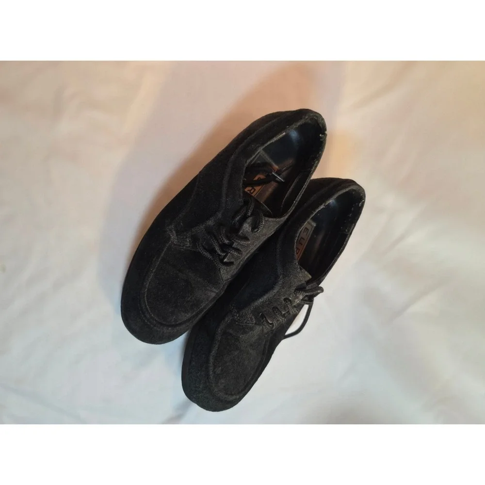 Euro Club Mens Black Suede Lace Up Oxfords Moc Toe Dress Shoes